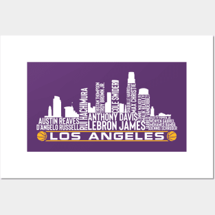 Los Angeles Basketball Team 23 Player Roster, Los Angeles City Skyline Posters and Art
